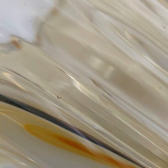 Vintage Handblown Amber Yellow Ribbed Glass Fan Vase Mid-Century Modern - Picture 6 of 6